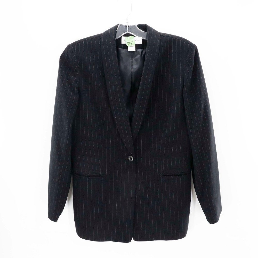 Jones New York Suit Jacket Black Pink Pin Stripes